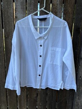 Moyuru 100% Cotton Button Down Shirt In White Sz S